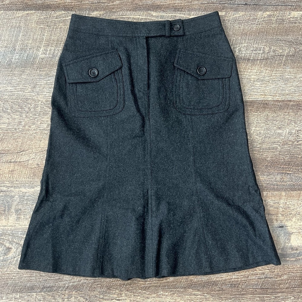 Gerard Darel Wool Cashmere Blend Skirt Size‎ 38 Dark Gray Pockets Minimalist